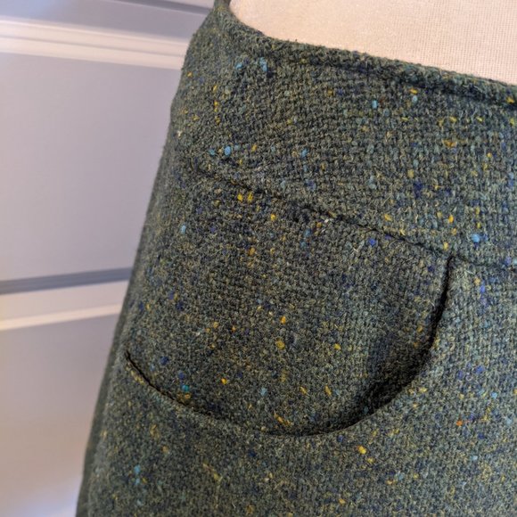 Express POCKETS Wool Green Multi Skirt - Picture 1 of 5